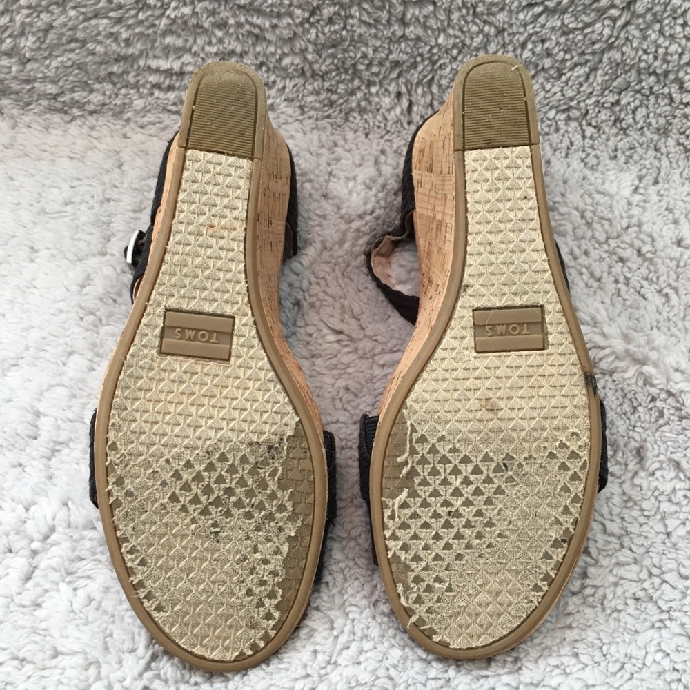SOLD 8.5W Toms Sienna Open Toe Jute Wedge Heels - Picture 5 of 8